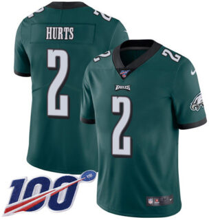 Nike Eagles #2 Jalen Hurts Green Team Color Men's Stitched NFL 100th Season Vapor Untouchable Limited Jersey