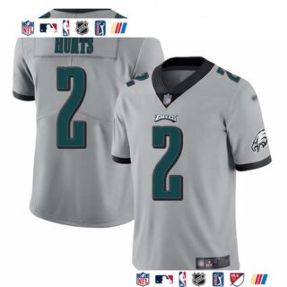 Nike Eagles #2 Jalen Hurts Silver Men's Stitched NFL Limited Inverted Legend Jersey