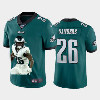 Nike Eagles 26 Miles Sanders Green Player Name Logo 100th Season Vapor Untouchable Limited Jersey