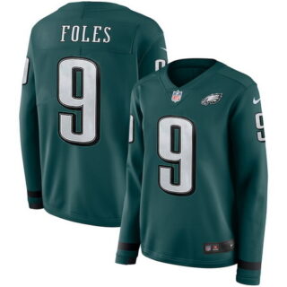 Nike Eagles 9 Nick Foles Green Women Therma Long Sleeve Jersey