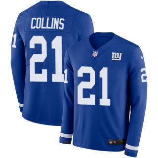 Nike Giants #21 Landon Collins Royal Blue Team Color Men's Stitched NFL Limited Therma Long Sleeve Jersey