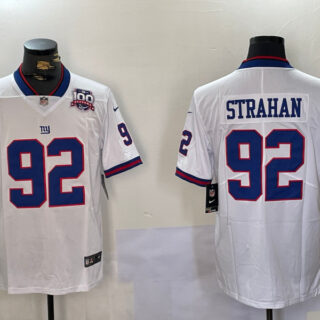 Nike Giants #92 Michael Strahan White Men's Stitched NFL Limited Rush Jerseys