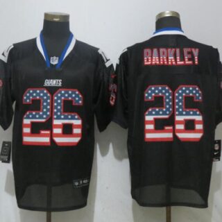Nike Giants 26 Saquon Barkley Black USA Flag Elite Jersey