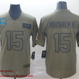 Nike Jaguars 15 Gardner Minshew II 2019 Olive Salute To Service Limited Jersey