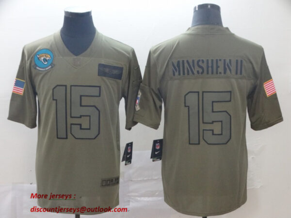 Nike Jaguars 15 Gardner Minshew II 2019 Olive Salute To Service Limited Jersey