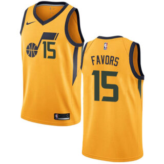 Nike Jazz #15 Derrick Favors Yellow NBA Swingman Statement Edition Jersey