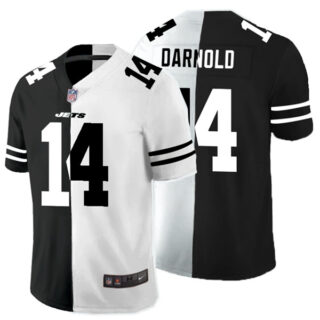 Nike Jets 14 Sam Darnold Black And White Split Vapor Untouchable Limited Jersey