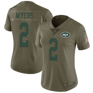 Nike Jets #2 Jason Myers Olive Women's Stitched NFL Limited 2017 Salute to Service Jersey
