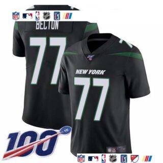 Nike Jets #77 Mekhi Becton Black Alternate Men's Stitched NFL 100th Season Vapor Untouchable Limited Jersey