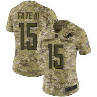 Nike Lions #15 Golden Tate III Camo Women's Stitched NFL Limited 2018 Salute to Service Jersey