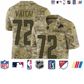 Nike Lions #72 Halapoulivaati Vaitai Camo Men's Stitched NFL Limited 2018 Salute To Service Jersey