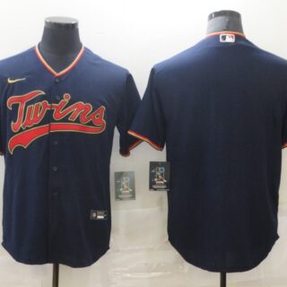 Nike Men's Minnesota Twins Navy Blue Alternate Authentic Team Blank MLB Jersey