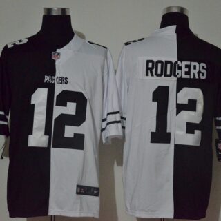 Nike Packers 12 Aaron Rodgers Black And White Split Vapor Untouchable Limited Jersey