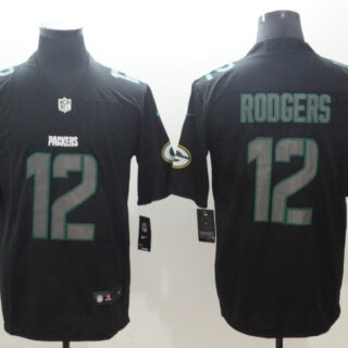 Nike Packers 12 Aaron Rodgers Black Vapor Impact Limited Jersey