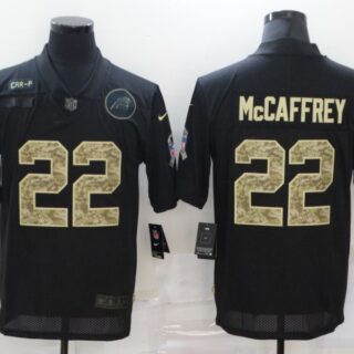 Nike Panthers 22 Christian McCaffrey Black Camo 2020 Salute To Service Limited Jersey