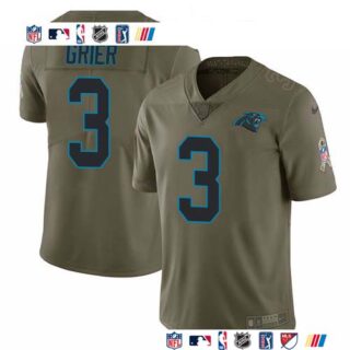 Nike Panthers #3 Will Grier Olive Men's Stitched NFL Limited 2017 Salute To Service Jersey