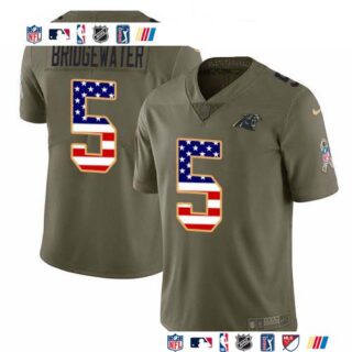 Nike Panthers #5 Teddy Bridgewater Olive USA Flag Men's Stitched NFL Limited 2017 Salute To Service Jersey