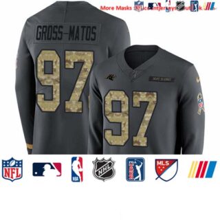 Nike Panthers #97 Yetur Gross-Matos Anthracite Salute to Service Men's Stitched NFL Limited Therma Long Sleeve Jersey