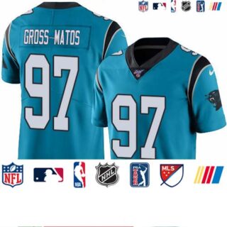Nike Panthers #97 Yetur Gross-Matos Blue Men's Stitched NFL Limited Rush 100th Season Jersey