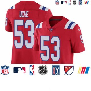 Nike Patriots #53 Josh Uche Red Alternate Men's Stitched NFL 100th Season Vapor Untouchable Limited Jersey