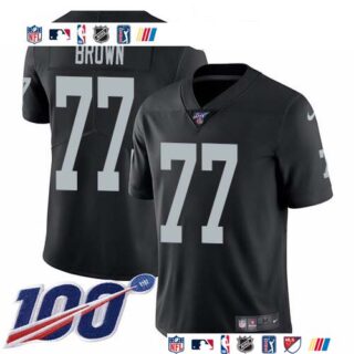 Nike Raiders #77 Trent Brown Black Team Color Men's Stitched NFL 100th Season Vapor Untouchable Limited Jersey