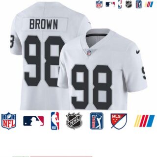 Nike Raiders #98 Trent Brown White Men's Stitched NFL Vapor Untouchable Limited Jersey