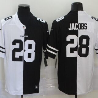 Nike Raiders 28 Josh Jacobs Black And White Split Vapor Untouchable Limited Jersey