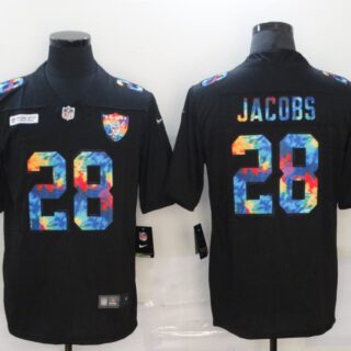 Nike Raiders 28 Josh Jacobs Black Vapor Untouchable Rainbow Limited Jersey