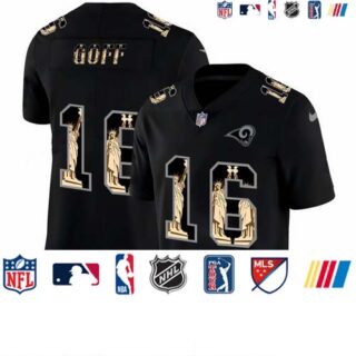 Nike Rams 16 Jared Goff Black Statue Of Liberty Limited Jersey