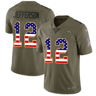 Nike Rams #12 Van Jefferson Olive USA Flag Men's Stitched NFL Limited 2017 Salute To Service Jersey