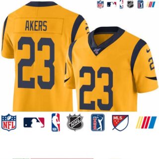 Nike Rams #23 Cam Akers Gold Men's Stitched NFL Limited Rush 100th Season Jersey