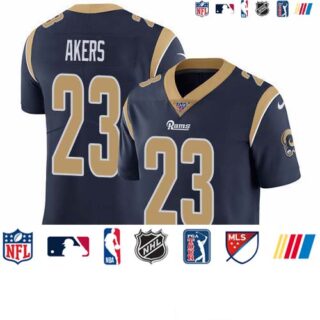Nike Rams #23 Cam Akers Navy Blue Team Color Men's Stitched NFL 100th Season Vapor Untouchable Limited Jersey