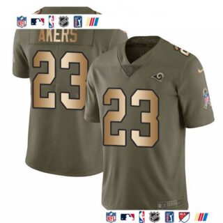 Nike Rams #23 Cam Akers Olive Gold Men's Stitched NFL Limited 2017 Salute To Service Jersey