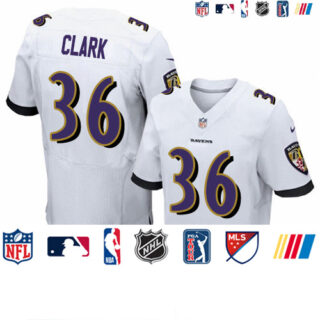 Nike Ravens #36 Chuck Clark White Men's Stitched NFL New Elite Jersey