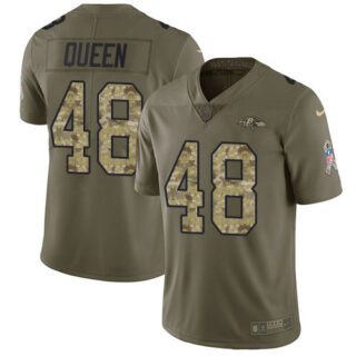Nike Ravens #48 Patrick Queen Olive Camo Men's Stitched NFL Limited 2017 Salute To Service Jersey