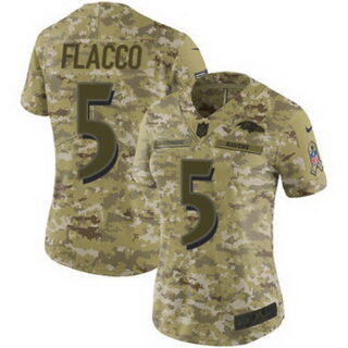 Nike Ravens #5 Joe Flacco Camo Women's Stitched NFL Limited 2018 Salute to Service Jersey