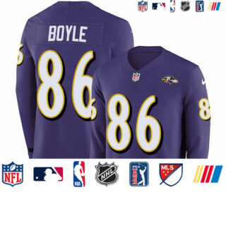 Nike Ravens #86 Nick Boyle Purple Team Color Men's Stitched NFL Limited Therma Long Sleeve Jersey