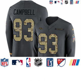 Nike Ravens #93 Calais Campbell Anthracite Salute to Service Men's Stitched NFL Limited Therma Long Sleeve Jersey