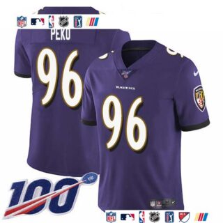 Nike Ravens #96 Domata Peko Sr Purple Team Color Men's Stitched NFL 100th Season Vapor Untouchable Limited Jersey