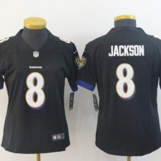 Nike Ravens 8 LaMar Jackson Black Women Vapor Untouchable Limited Jersey