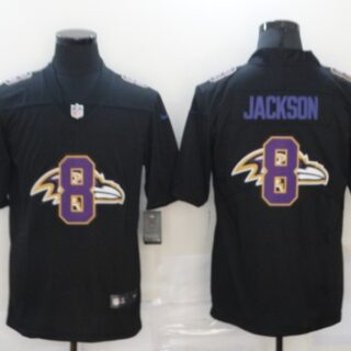 Nike Ravens 8 Lamar Jackson Black Shadow Logo Limited Jersey