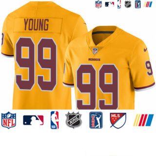 Nike Redskins #99 Chase Young Gold Men's Stitched NFL Limited Rush Jersey