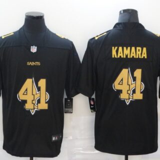 Nike Saints 41 Alvin Kamara Black Shadow Logo Limited Jersey