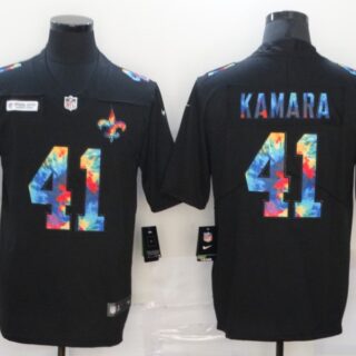 Nike Saints 41 Alvin Kamara Black Vapor Untouchable Rainbow Limited Jersey