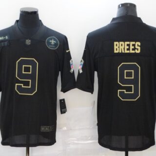 Nike Saints 9 Drew Brees Black 2020 Salute To Service Limited Jersey