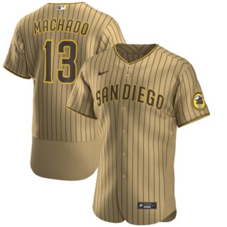 Nike San Diego Padres #13 Manny Machado Men's Nike Tan Brown Authentic Alternate Player Jersey