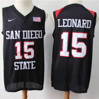 Nike San Diego State 15 Kawhi Leonard Black College Basketball Jersey