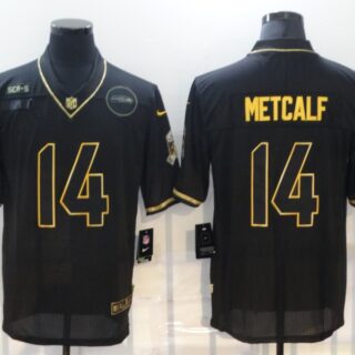 Nike Seahawks 14 DK Metcalf Black Gold 2020 Salute To Service Limited Jersey