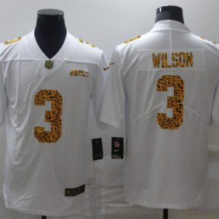 Nike Seahawks 3 Russell Wilson White Leopard Vapor Untouchable Limited Jersey