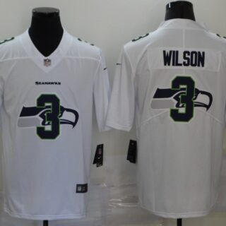 Nike Seahawks 3 Russell Wilson White Shadow Logo Limited Jersey